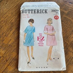 Vintage Butterick 3992 Women's Dress Sewing Pattern - Sz 16 UNCUT